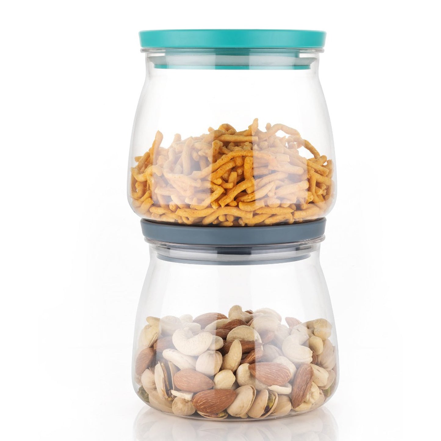 Matka Shaped Jar With Air Tight  Leak Proof Lid (Multicolour) (Set Of 6) (900Ml)
