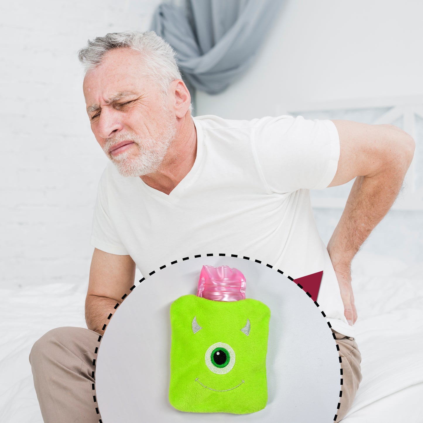 Green One Eye Monster Print Small Hot Water Bag With Cover For Pain Relief Neck Shoulder Pain And Hand Feet Warmer Menstrual Cramps.