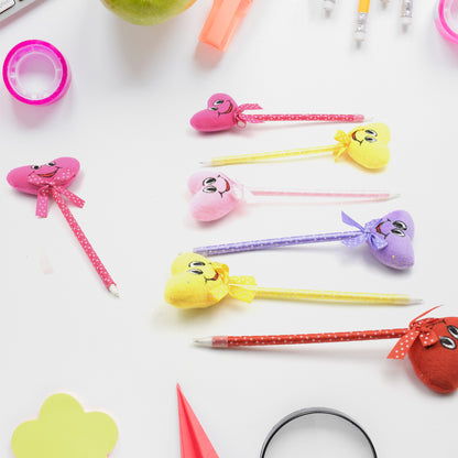 Cute Cartoon Shape  Heart Design Facy Writting Pen Attached Rattle  Ball Pen Smooth Writing For Wedding  Events  Multiuse Pen  Best Pen L Use For Kids (12 Pcs Set Mix Design  Color)