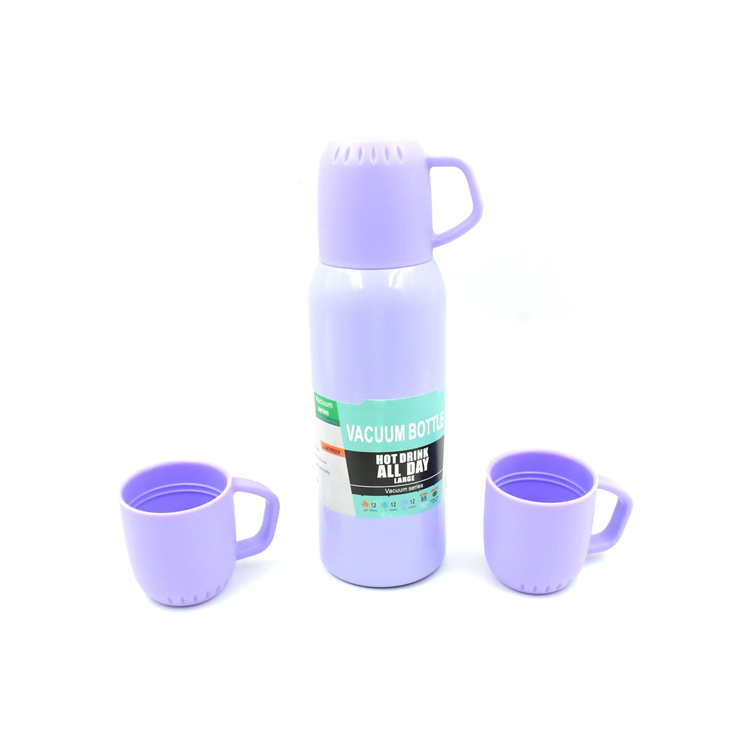 Vacuum Flask Set Stainless Steel Thermos With 3 Cup Creative Gift Set With Cover Handle Portable Car Water Bottle Set (Approx 500Ml)