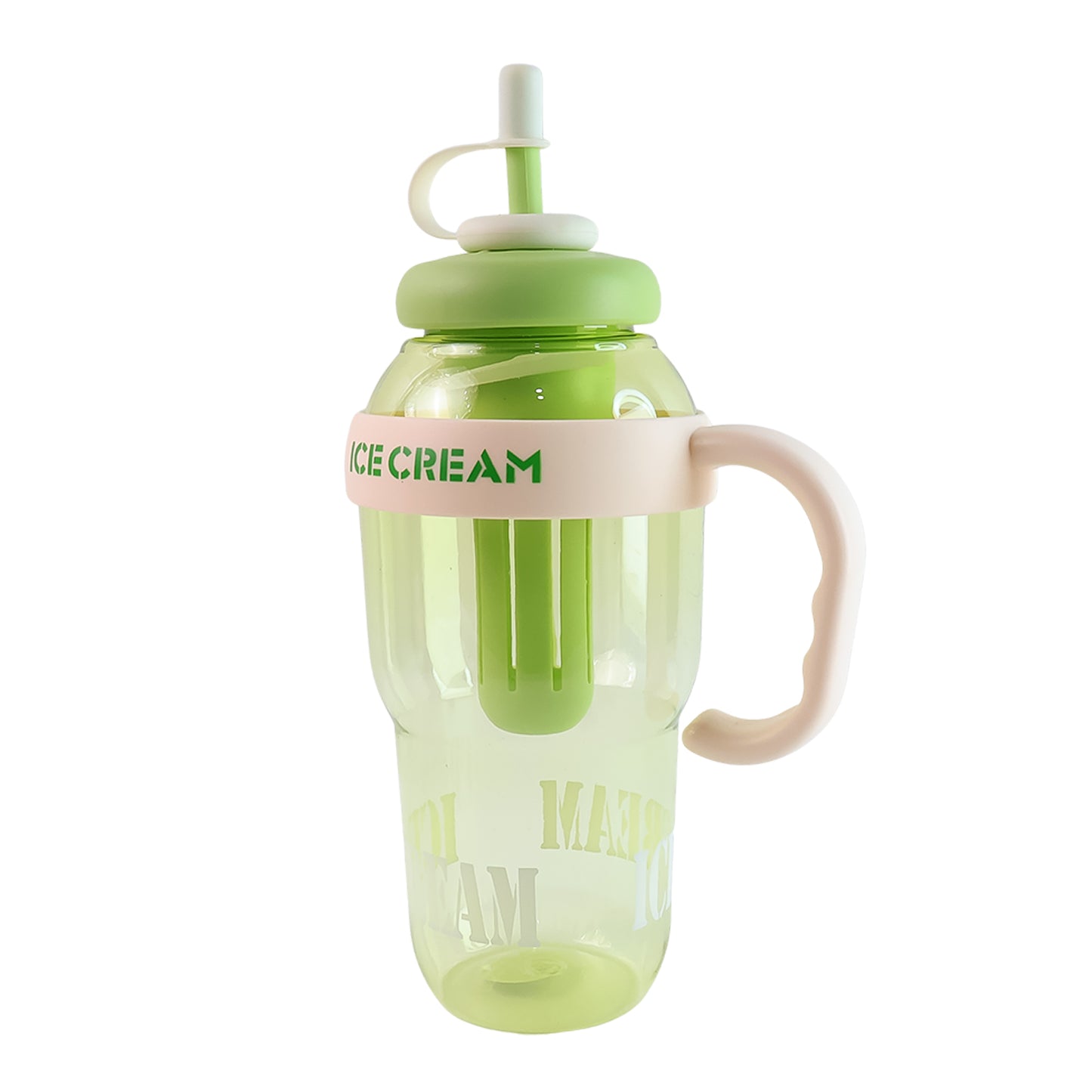 1300Ml Large Capacity Cute Ice Cream Themed Water Bottle With Handle Straw  Fruit Infuser  Leakproof Sipper For Kids  Adults