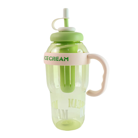 1300Ml Large Capacity Cute Ice Cream Themed Water Bottle With Handle Straw  Fruit Infuser  Leakproof Sipper For Kids  Adults
