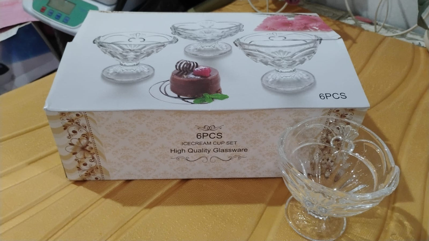 Glassice-Cream Cup Set Home  Kitchen Serving Or Dessert Cup (6 Pcs Set)