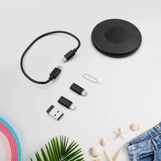 Mini Multi-Functional Fast Charging Data Cable Set For Apple Android Type C Charging With Retrieve Card Pinround Storage Boxcompact And Portable Usb Data Cable Storage Box Travel Cable Set (5In1)