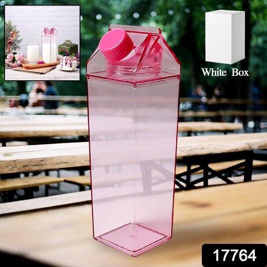 Plastic Milk Carton Colorful Clear Water Bottle 17 Oz Portable Milk Box Leakproof Square Juice Bottle For Outdoor Sports Travel Camping