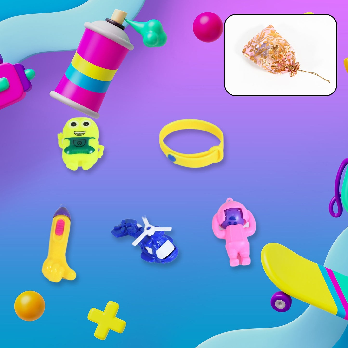 5Pc Toy Combo Kids Best Gift Set Combo Attractive  Unique Toy Combo 5Pc Colorful Toy Combo With Potli Bag