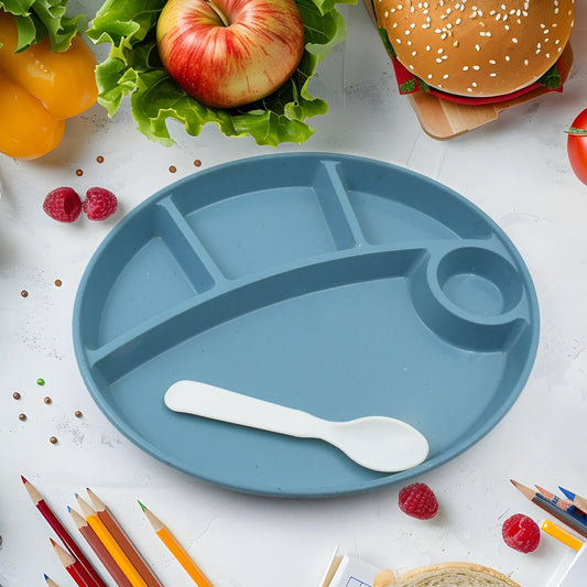Plastic Food Plates  Biodegradable 5 Compartment Plate With Spoon For Food Snacks  Nuts  Desserts Plates For Kidsreusable Plates For Outdoor Camping Bpa-Free(1 Pc)
