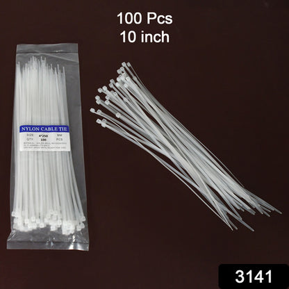 10 Inch Nylon Self Locking Cable Ties Heavy Duty Strong Zip Wire Tie. Pack Of 100