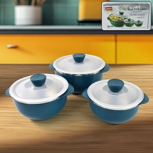 Apexmicrowave-Safe Serving Bowl 3 Pcs Set (700Ml 1000Ml 1400Ml)