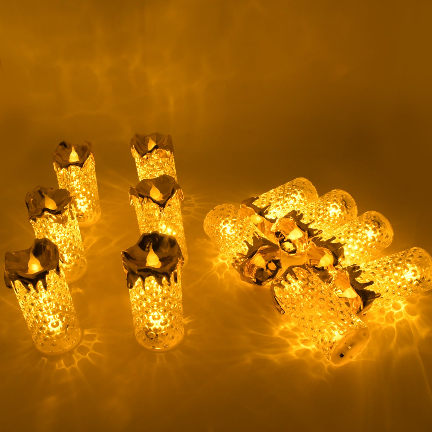 Gold Flameless Candles Led Light Flameless And Smokeless Decorative Candles Led Tea Light Candle Perfect For Gifting Home Diwaliwedding Christmas Crystal Candle Lights Table Decorations (12 Pc Moq)