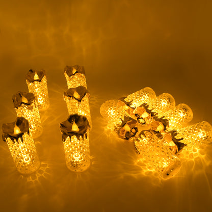 Gold Flameless Candles Led Light Flameless And Smokeless Decorative Candles Led Tea Light Candle Perfect For Gifting Home Diwaliwedding Christmas Crystal Candle Lights Table Decorations (12 Pc Moq)