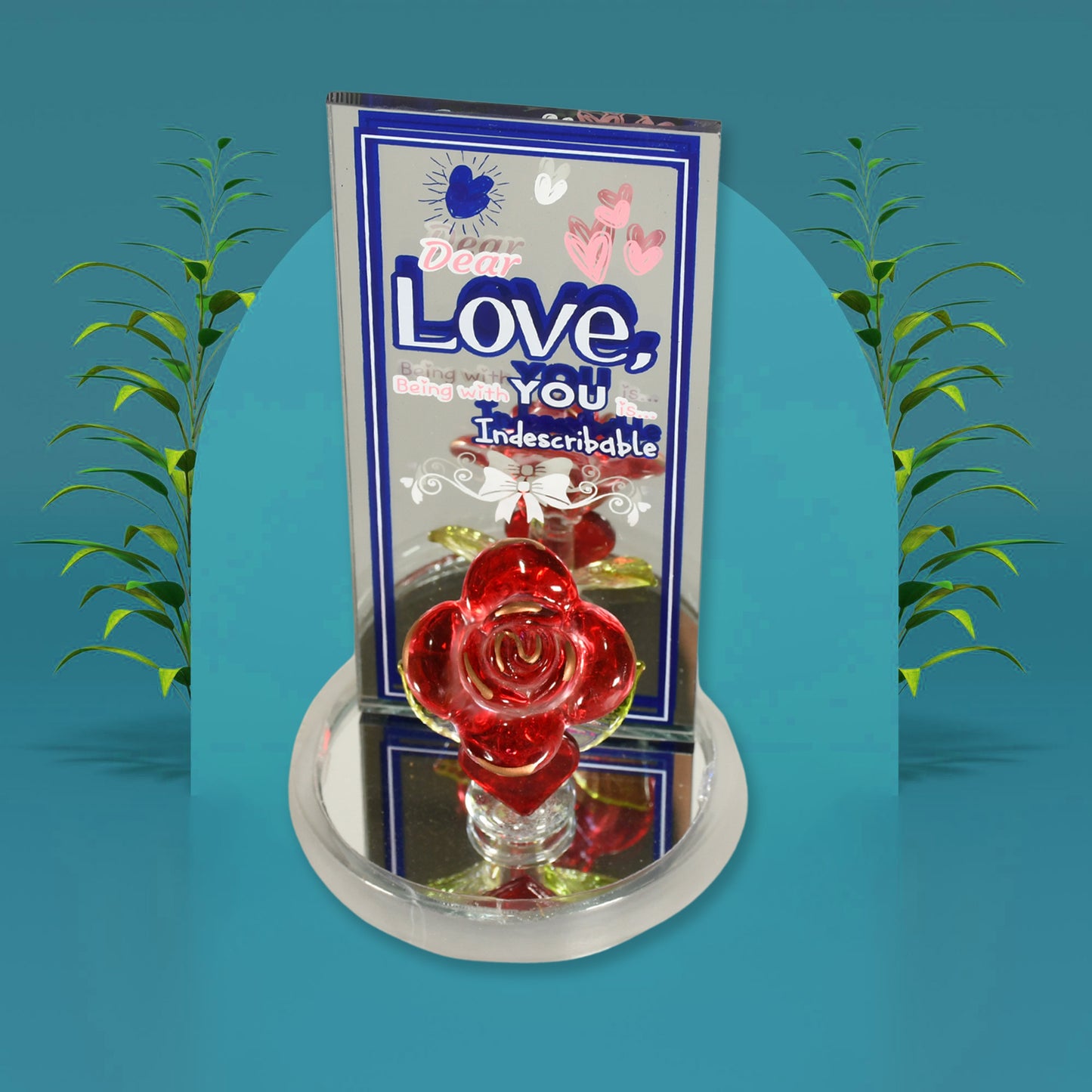 Lovely Rose Gift Showpiece Love Showpiece Valentines Day Gift Cute Anniversary Wedding Birthday Boyfriend Husband Romantic Unique Gift Set Home Decoration Gift Set (1 Pc)