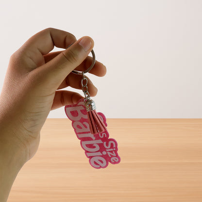 Textkeychain With Glitter Finish And Tassel Charm (1 Pc)