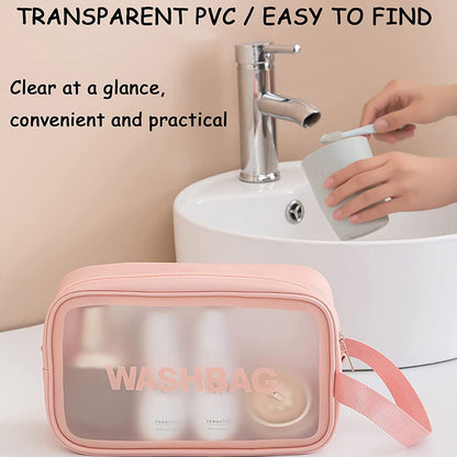 Cosmetic Pouch Make Up Bag For Home  Travel Toiletry Bag For Cosmetics Brushes Accessories Set Of 3 Small Medium  Big - Wash Bag