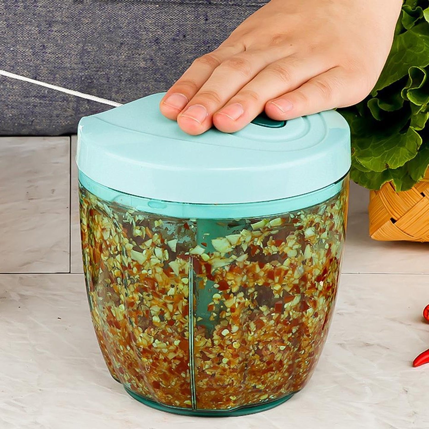 Manual Stainless Steel Compact Extra Sharp Hand Held Vegetable Chopperslicer With 5 Blades (750 Ml)