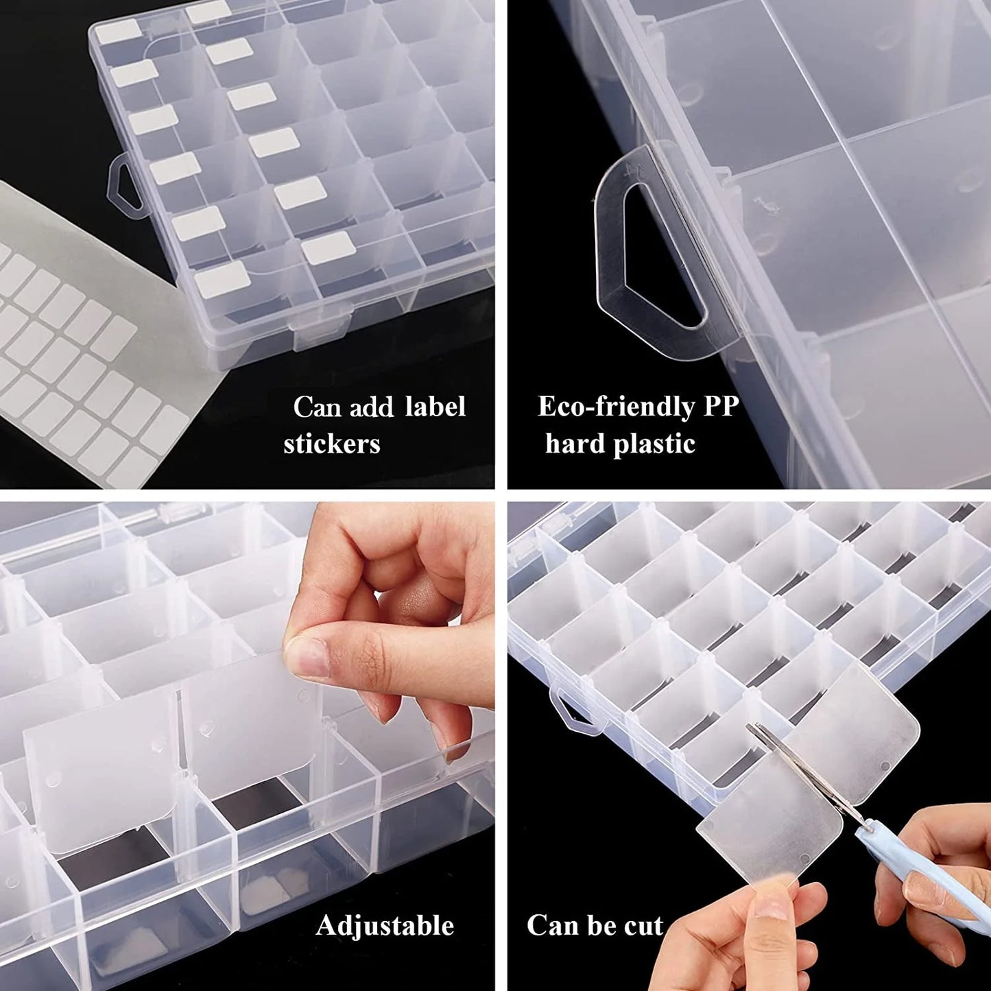 36 Grids Clear Plastic Organizer Jewelry Storage Box With Adjustable Dividers Transparent Organizer Box (1Pc)