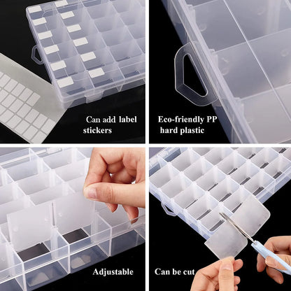 36 Grids Clear Plastic Organizer Jewelry Storage Box With Adjustable Dividers Transparent Organizer Box (1Pc)