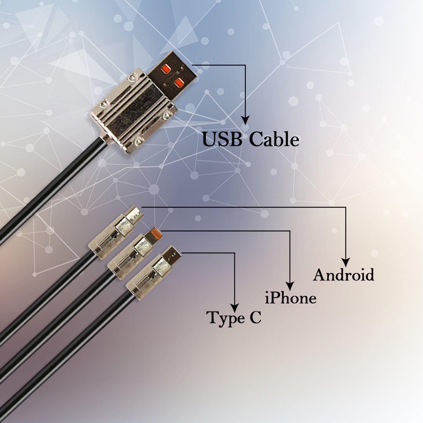 3In1 Super Fast Charging Cable (2Mtr)