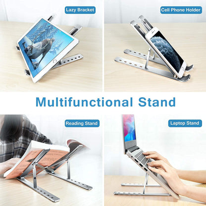 Laptop Stand For Desk  Metal Portable Laptop Stand With 6 Adjustable Angles  Laptop Riser Phone And Tablet Stand  Compatible For All Laptop