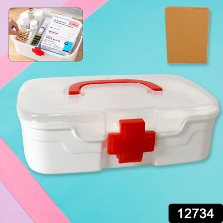 Medical Box 1 Piece Indoor Outdoor Medical Utility Medicine Storage Box Detachable Tray Medical Box Multi Purpose Regular Medicine First Aid Box With Handle  Transparent Lid