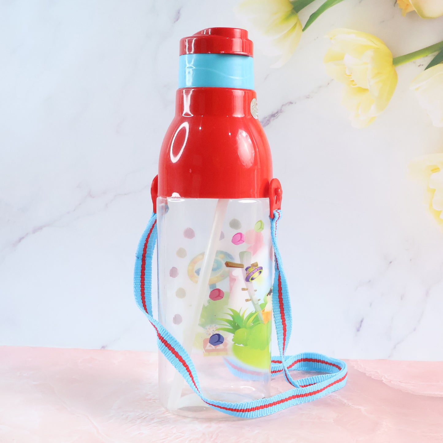 Plastic Tranparent Sports Insulated Water Bottle With Dori  Straw Easy To Carry High Quality Water Bottle Bpa-Free  Leak-Proof For Kids School For Fridge Office Sports School Gym Yoga (1 Pc 800Ml)