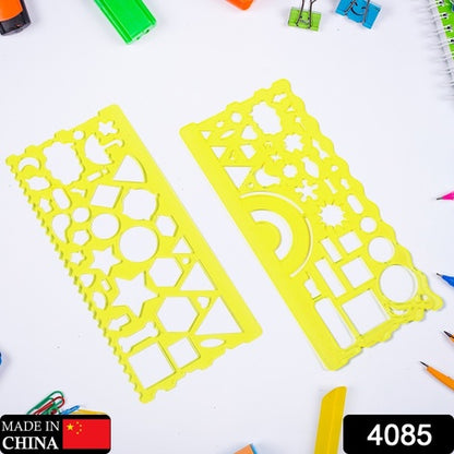 Clear Green Circle Triangle Square Rectangle Template Drawing Ruler Scale Suitable For School  Drawing Use ( 2Pc )