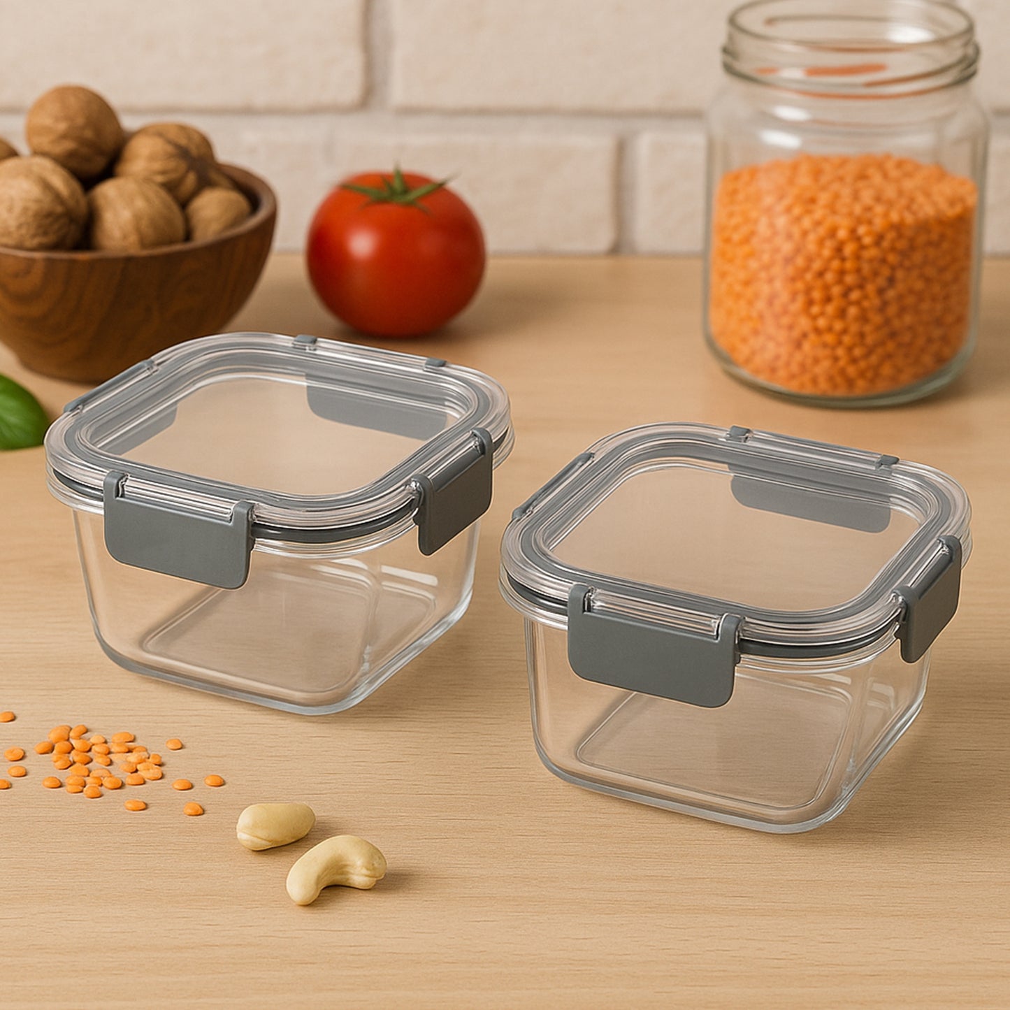 Apexpress N Lock Airtight Food Storage Container Set (2Pc450Ml) Approx