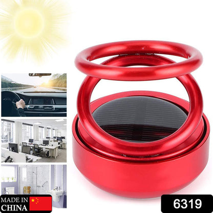 Solar Power Car Aroma Diffuser 360Double Ring Rotating Design Car Fragrance Diffuser Car Perfume Air Freshener For Dashboard Home Office