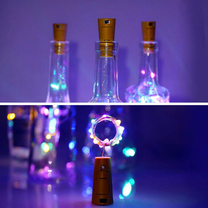 Wine Bottle Cork String Light  Multi Led  2M Cable Length Copper Wire Battery Operated (Multicolor Light  1 Pc)