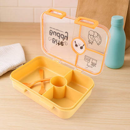 Bitebuddy 4-Compartment Leak-Resistant Plastic Lunch Box With Spoon  Fork