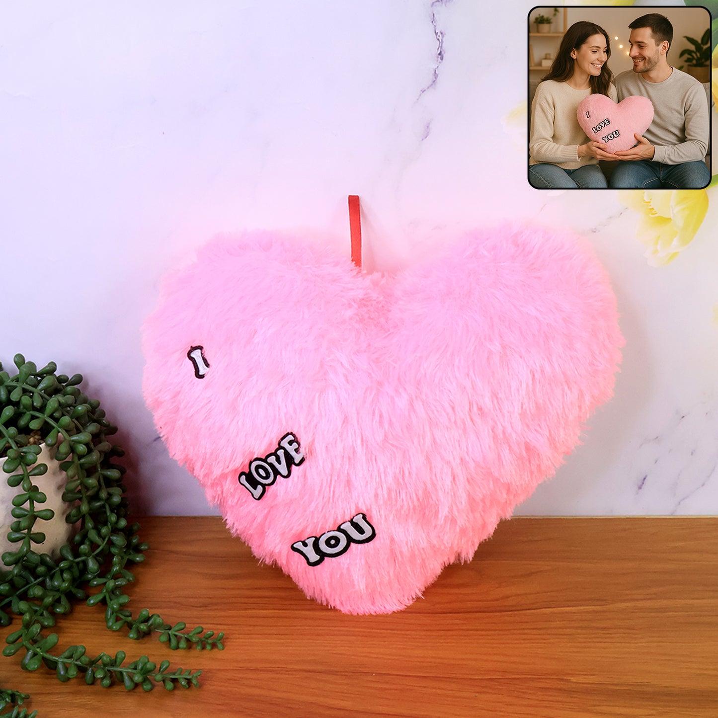 Softplush Heart Shape Cushion With I Love You (1 Pc)