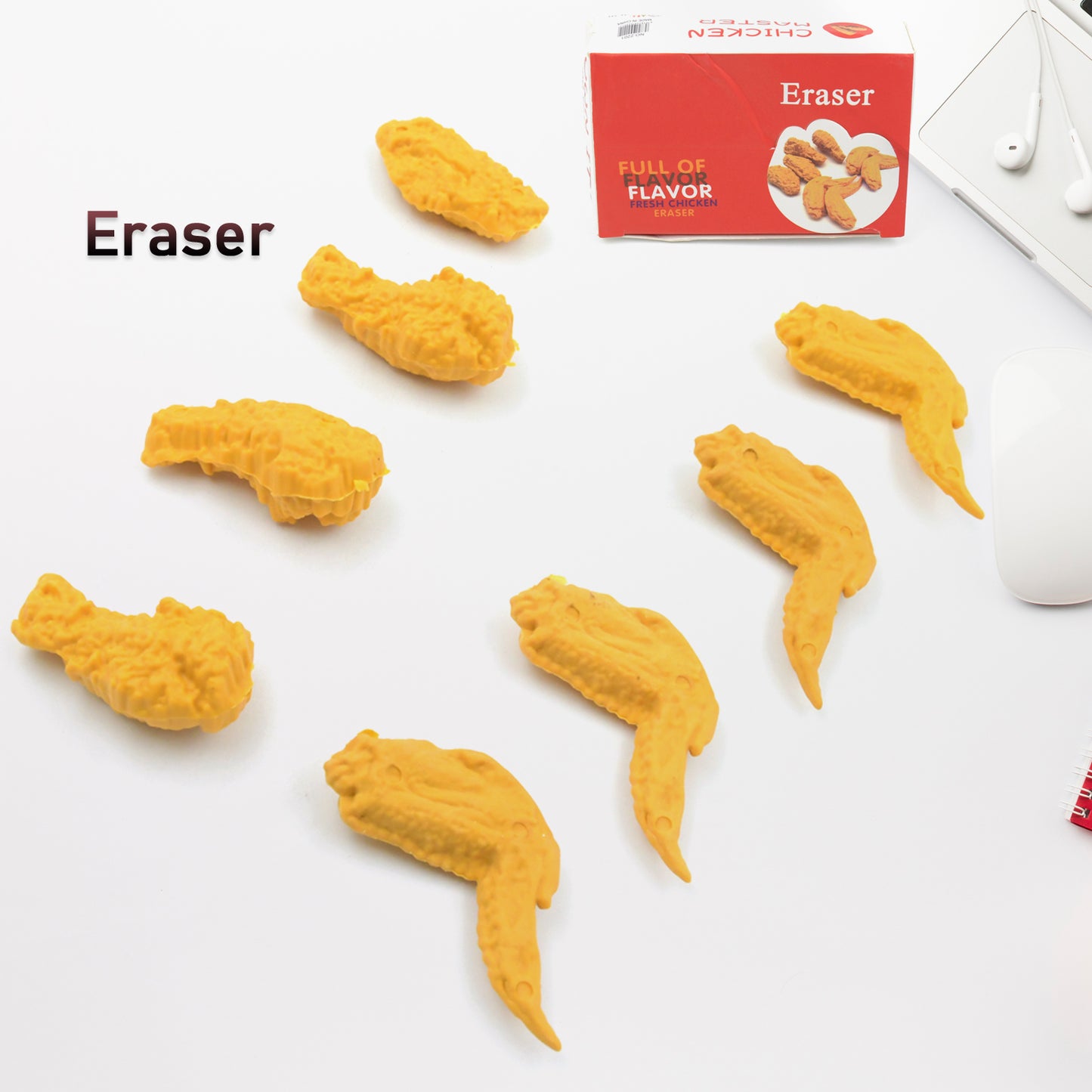 Cute Erasers Pencil Eraser Chicken Wings Chicken Legs Eraser Student School Supplies Gifts Chicken Rubber Drawing Small Eraser Office Accessory Fun Back To School Supplies Gifts Party Favor For Kids Adults Students (8 Pcs Set)