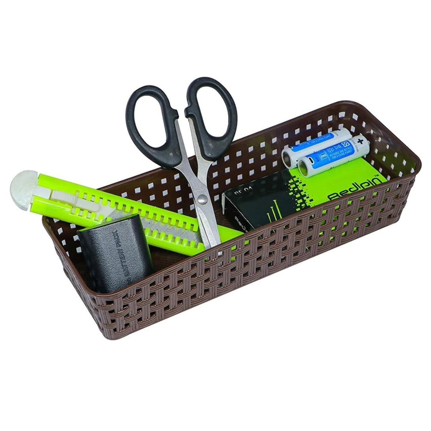 Plastic Multipurpose Desk Organizer Tray Office Drawer Dividers Storage Bins For Kitchen Bathroom Office Makeup Bedroom Dresser Craft Basket Rack Multicolour (6 Pcs Set)