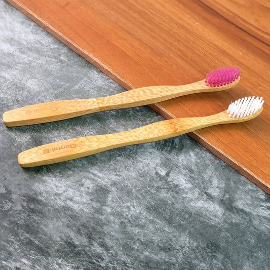 Eco-Friendly Natural Bamboo Toothbrush With Medium Bristles (2 Pc)