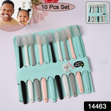 Kidsadults Ultra Soft-Bristled Toothbrush With Cover (10 Pcs Set)
