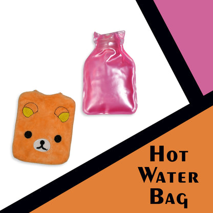 Orange Panda Small Hot Water Bag With Cover For Pain Relief Neck Shoulder Pain And Hand Feet Warmer Menstrual Cramps.
