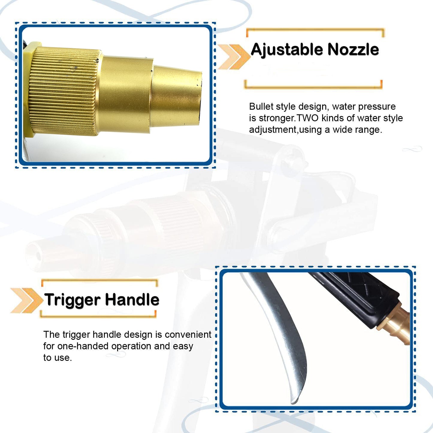 Durable Gold Plated Metal Trigger Hose Nozzle Water Lever Spray