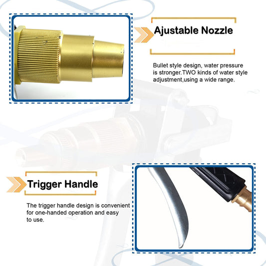 Durable Gold Plated Metal Trigger Hose Nozzle Water Lever Spray