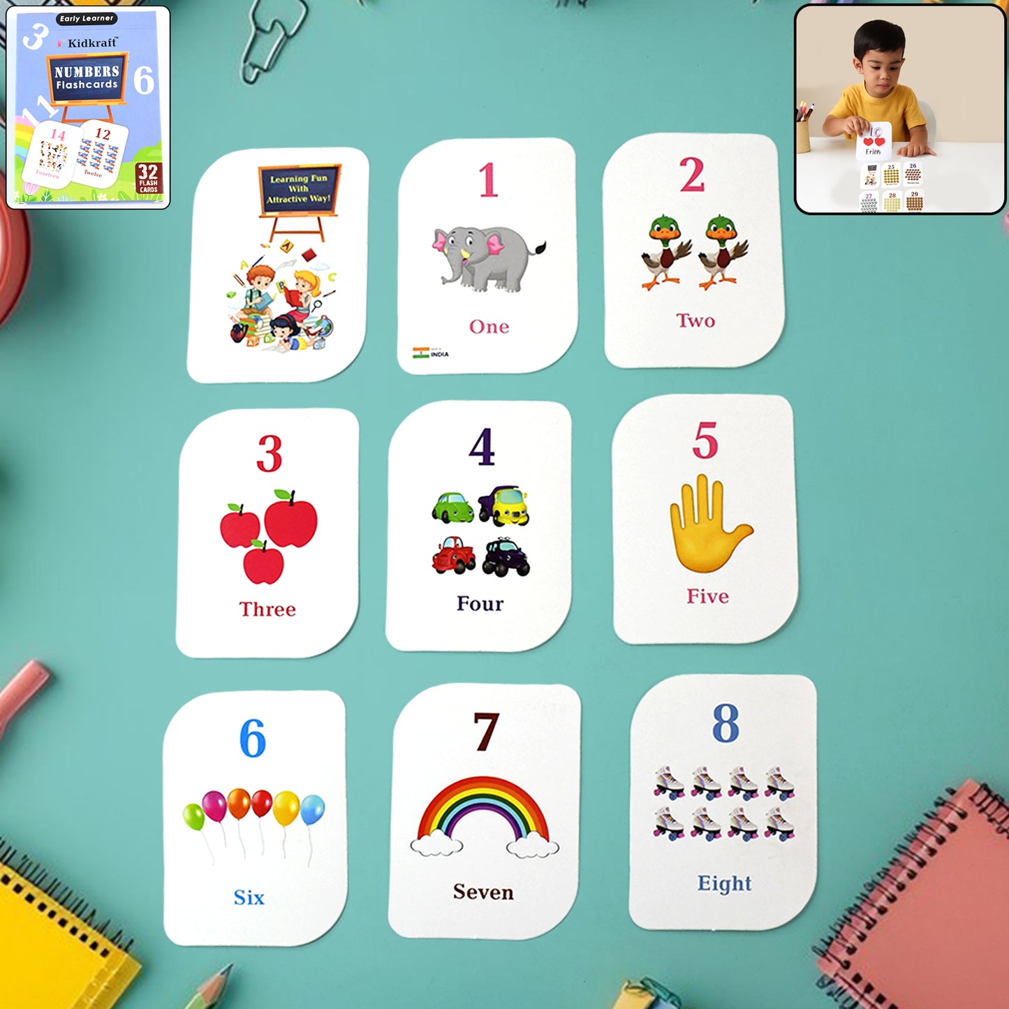Kid Kraft Early Learner 32-Piece Number Flashcard Set