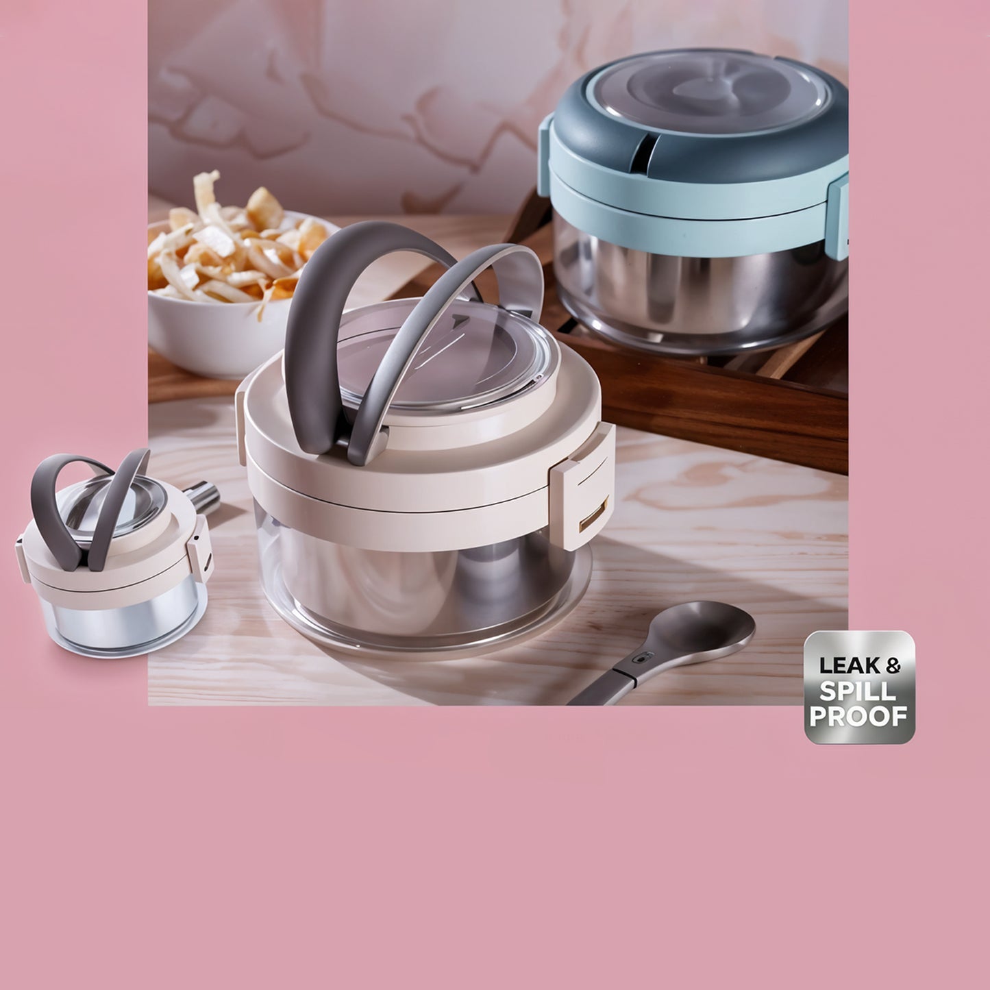 Ganesh Tiara 400Ml Stainless Steel Insulated Lunch Box With Leakproof Lid  Folding Spoon
