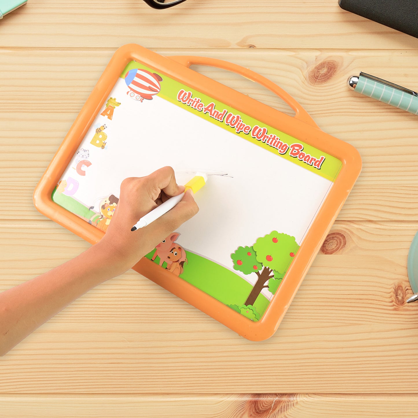 2-In-1 Double-Sided Write And Wipe Educational Drawing Board For Kids (1 Set)