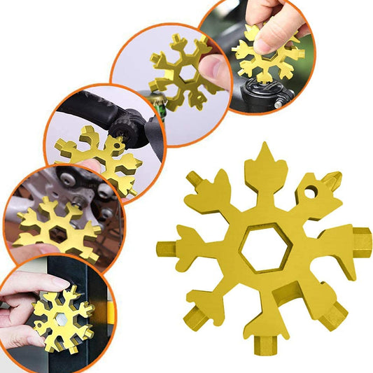 Durable  Portable 18 In 1 Snowflake Multi-Tool Snowflake Bottle Opener Flat Phillips Screwdriver Kit Wrench