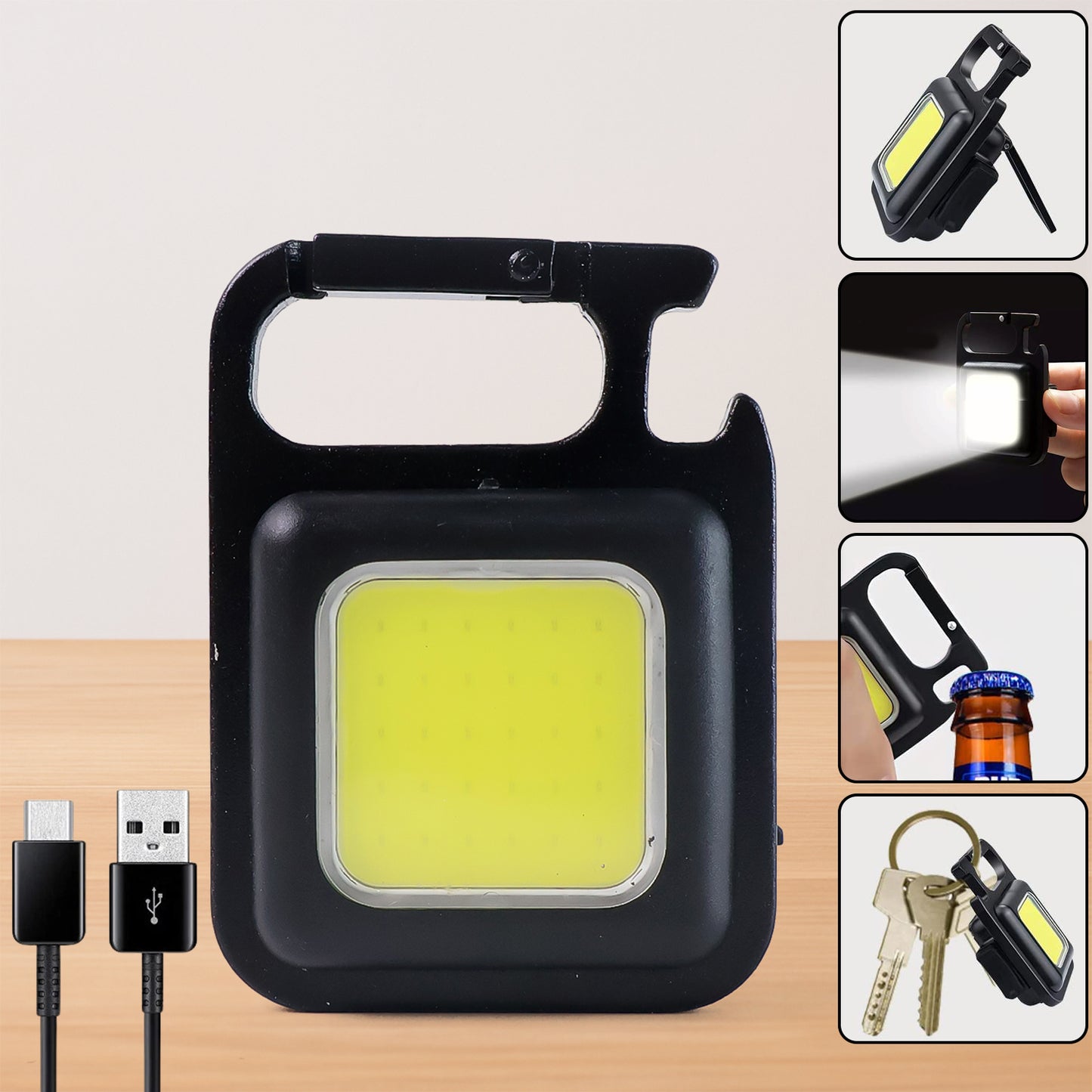 Rechargeable Keychain Mini Flashlight With 4 Light Modesultralight Portable Pocket Light With Folding Bracket Bottle Opener And Magnet Base For Camping Walking