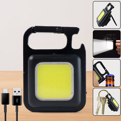 Rechargeable Keychain Mini Flashlight With 4 Light Modesultralight Portable Pocket Light With Folding Bracket Bottle Opener And Magnet Base For Camping Walking