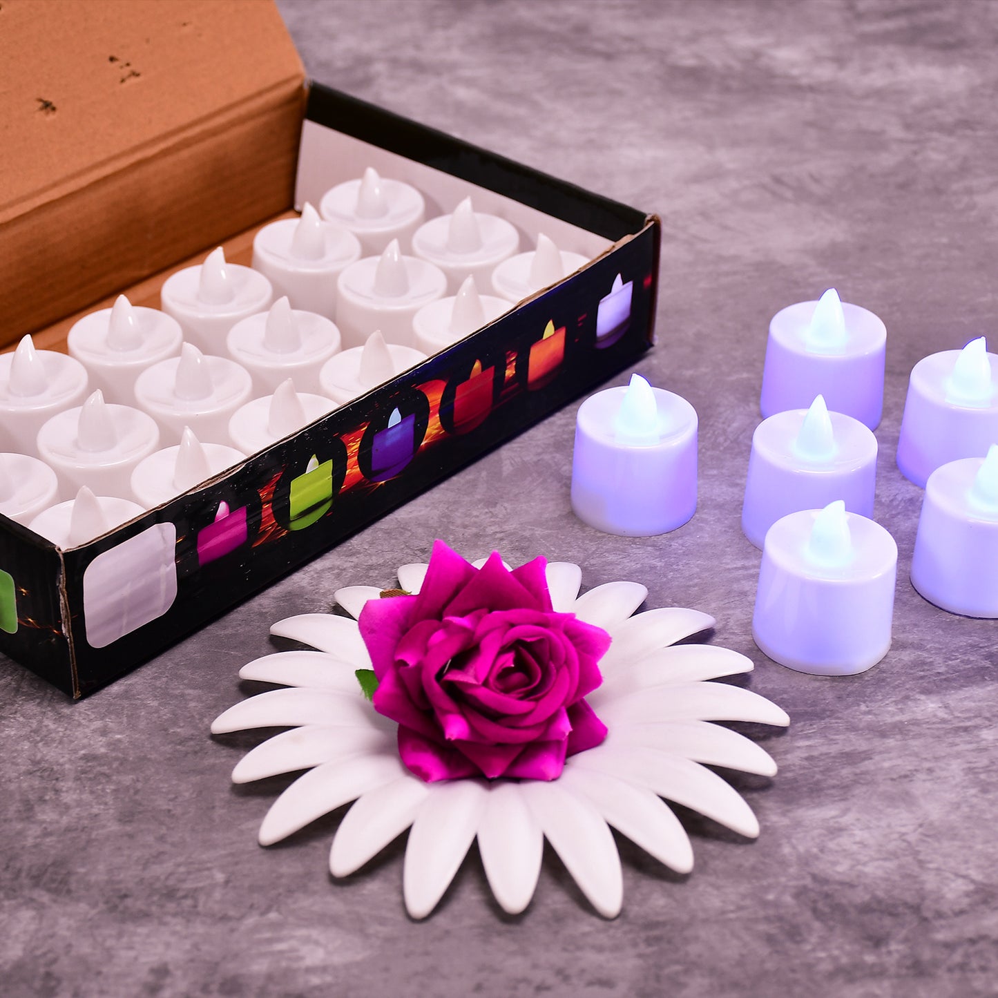 Pink Flameless Led Tealights Smokeless Plastic Decorative Candles - Led Tea Light Candle For Home Decoration (Pack Of 24)