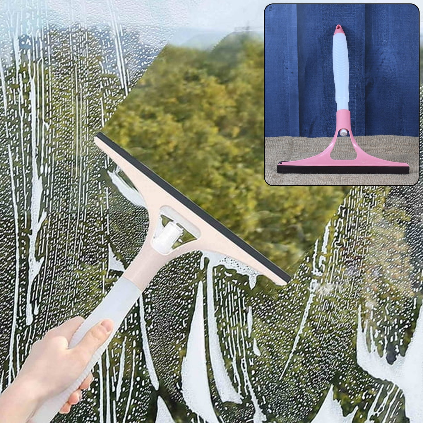 Home Practical Washing Brush Magic Spray Type Cleaning Brush With Spray Bottle Glass Wiper Window Clean Shave Glass Sponge Car Window Cleaning (1 Pc)