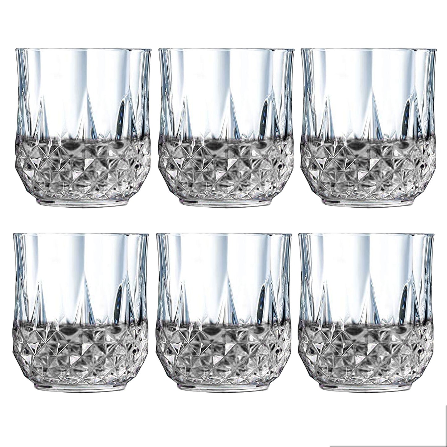Heavy Unbreakable Stylish Look Fully Transparent Glasses Set 250Ml (6Pcs)