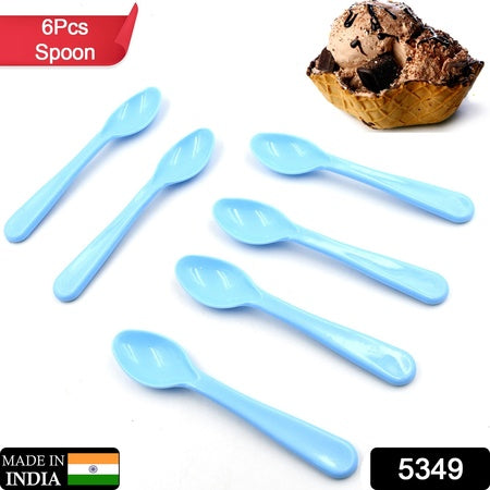 Food Plastic Spoon Set Plastic Table Spoon Set Plastic Tea Spoon Coffee With Abs Plastic Heat-Resistant Spoon (6 Pc Set )