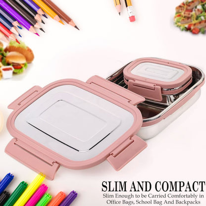 Premium Stainless Steel Leak Proof Air Tight Lunch Boxes (900Ml+200Ml Approx  2 Pc Set)