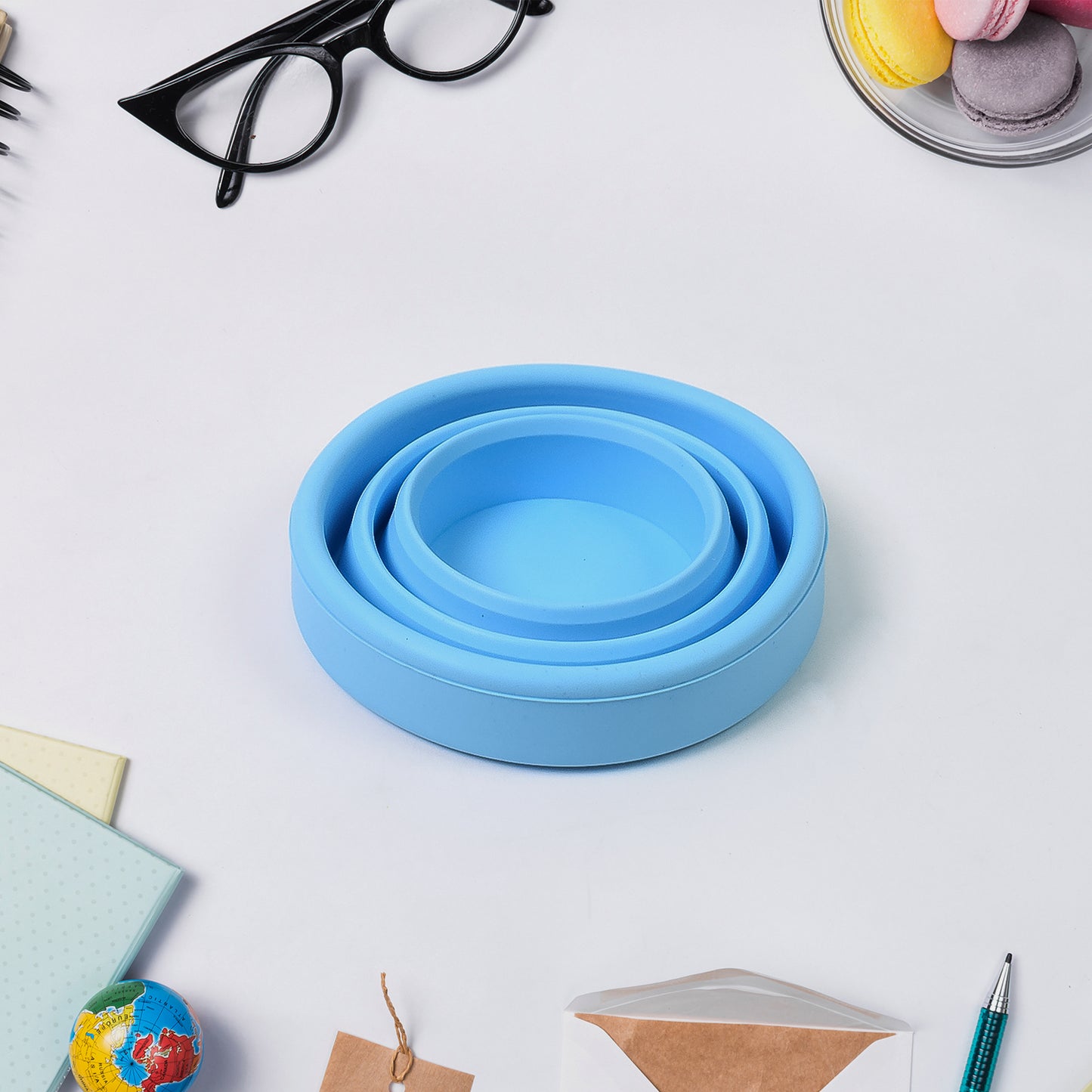 Roundsilicone Foldable Glass Foldable Travel Mug Without Lid (1 Pc)